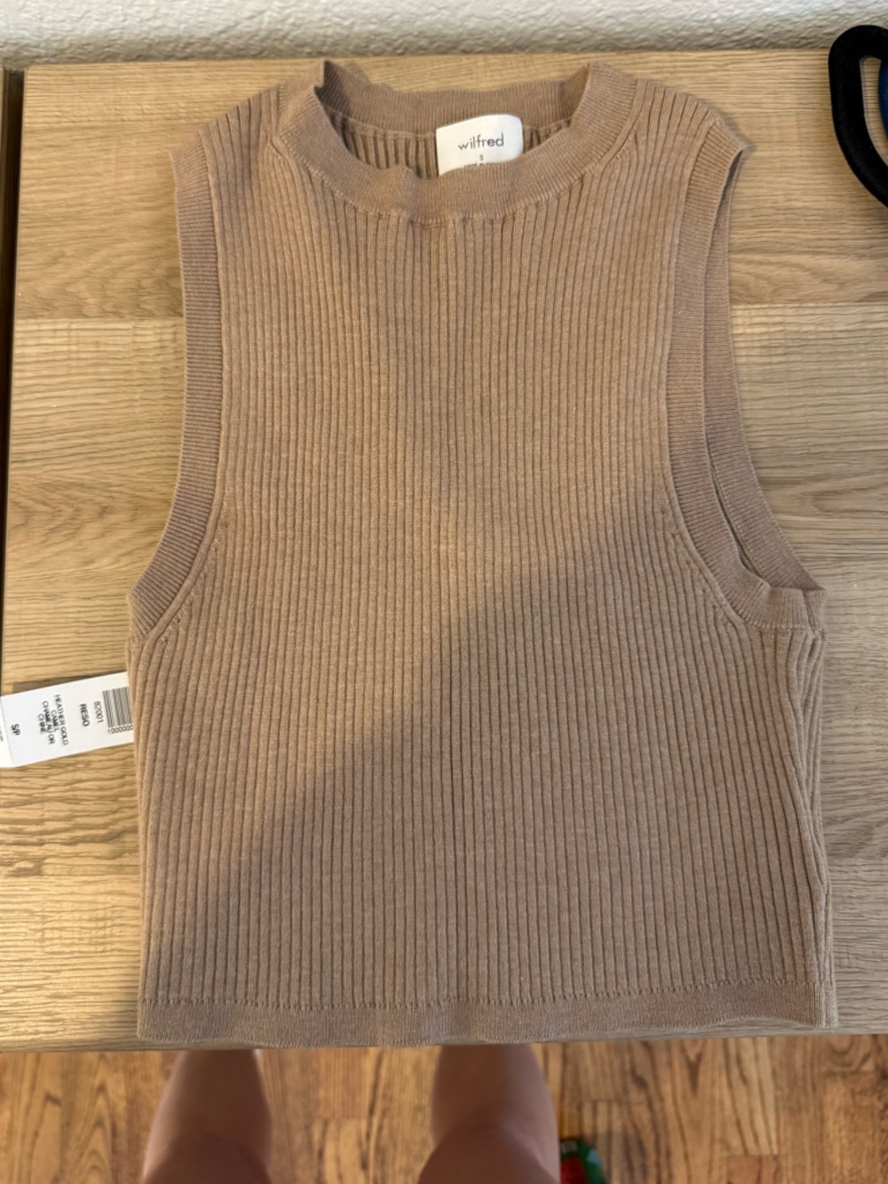 NWT Wilfred Heather Gold Ribbed Knit Tank